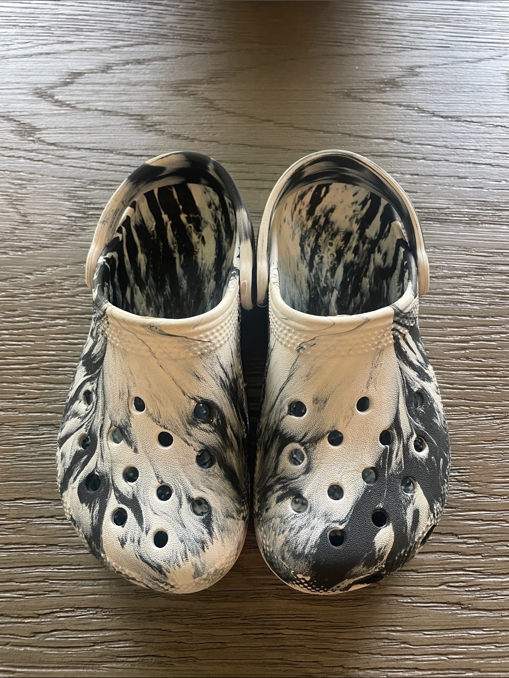 Kids Black and White TieDye Crocs